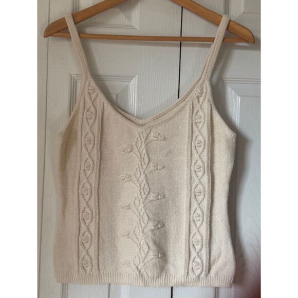 Reformation Genaro Cable Knit Sweater Tank Top Ivory Cream Sustainable Large - Picture 3 of 6